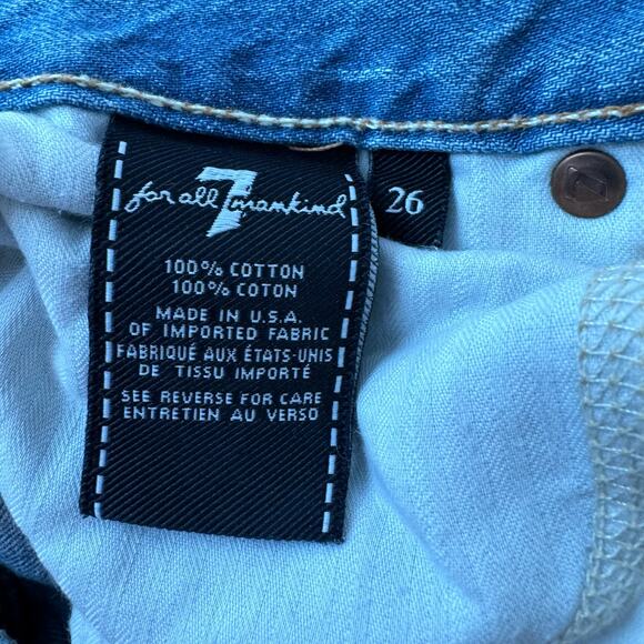 7 For All Mankind High Waist Vintage Bootcut Cut Off Denim Shorts 26 - Picture 7 of 13